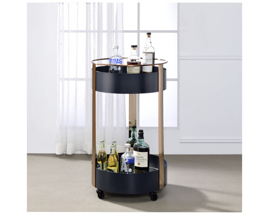 ACME - Narrel Serving Cart in Onyx/Copper