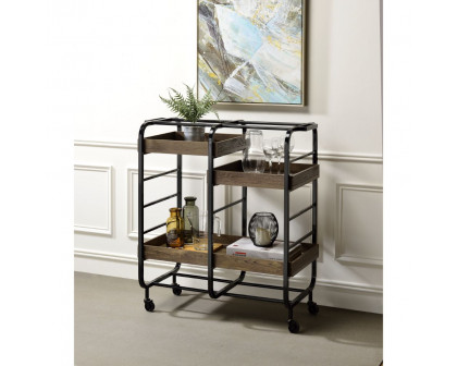 ACME Vorrik Serving Cart - Black and Walnut