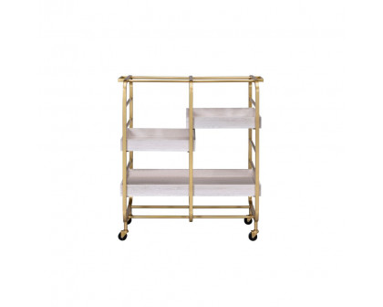 ACME Vorrik Serving Cart - Gold and White-Washed