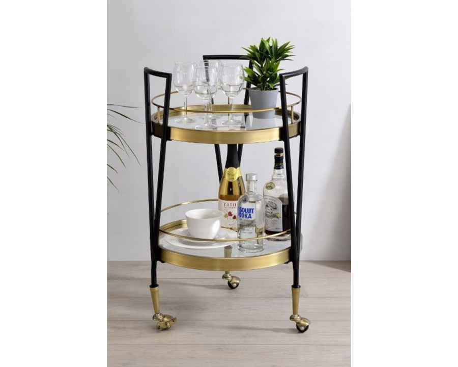 ACME - Vries Serving Cart in Black/Gold