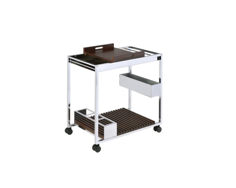 ACME - Lisses Serving Cart in Chrome