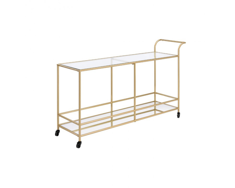 ACME - Kenda Serving Cart in Clear Glass/Mirrored/Gold