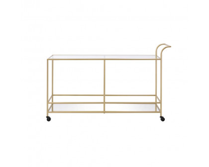 ACME - Kenda Serving Cart in Clear Glass/Mirrored/Gold