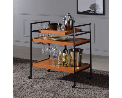 ACME - Oaken Serving Cart in Honey Oak/Black