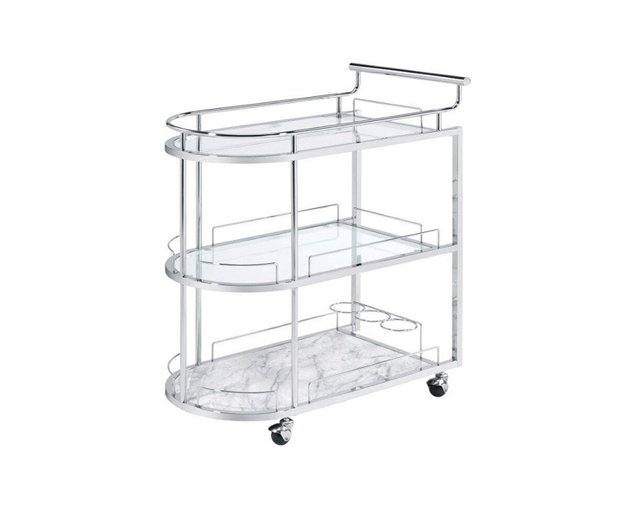 ACME - Inyo Serving Cart in Clear Glass/Chrome