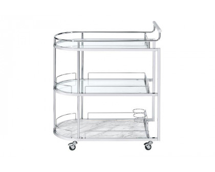 ACME - Inyo Serving Cart in Clear Glass/Chrome