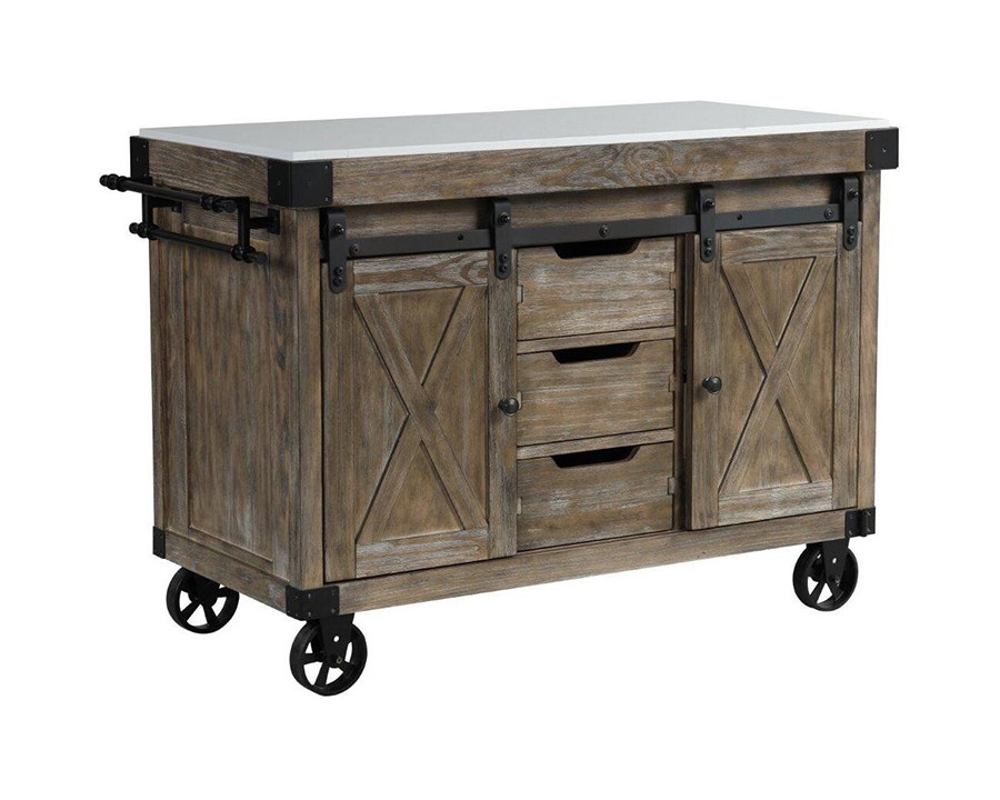 ACME - Alforvott Kitchen Island in Marble Top/Weathered Gray