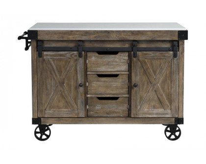 ACME - Alforvott Kitchen Island in Marble Top/Weathered Gray