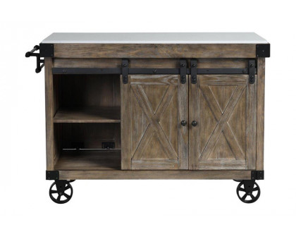 ACME - Alforvott Kitchen Island in Marble Top/Weathered Gray