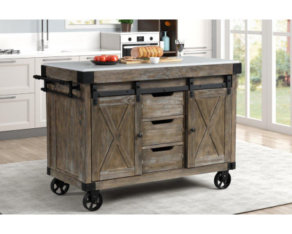 ACME - Alforvott Kitchen Island in Marble Top/Weathered Gray