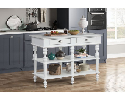 ACME - Rorratt Kitchen Island in Marble Top/White