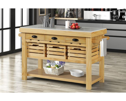 ACME - Grovaam Kitchen Island in Marble Top/Natural