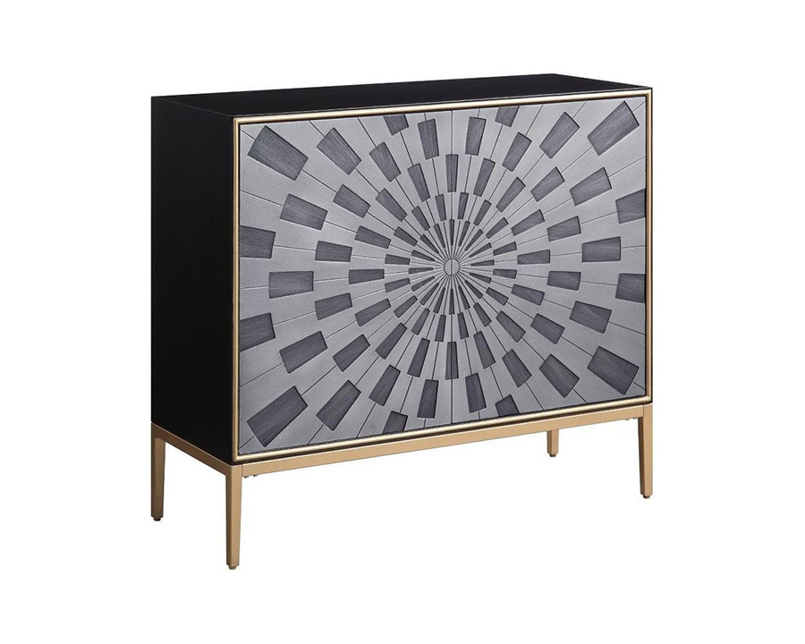 ACME - Quilla Console Cabinet in Black/Gray/Brass