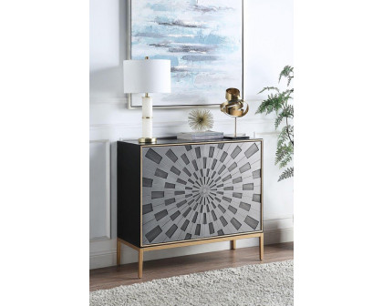 ACME - Quilla Console Cabinet in Black/Gray/Brass