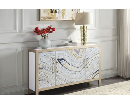 ACME - Olisa Console Cabinet in Stone Grain/White/Gold