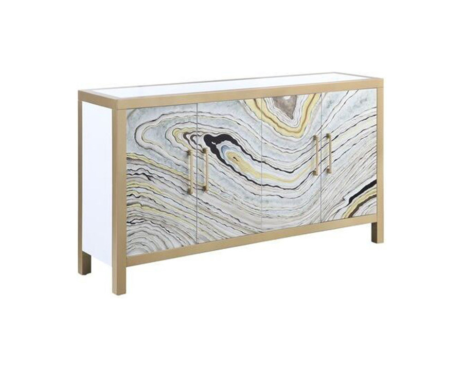 ACME - Olisa Console Cabinet in Stone Grain/White/Gold