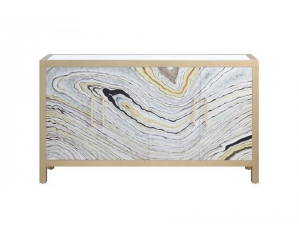 ACME - Olisa Console Cabinet in Stone Grain/White/Gold