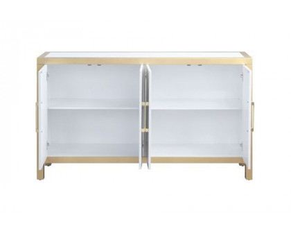 ACME - Olisa Console Cabinet in Stone Grain/White/Gold