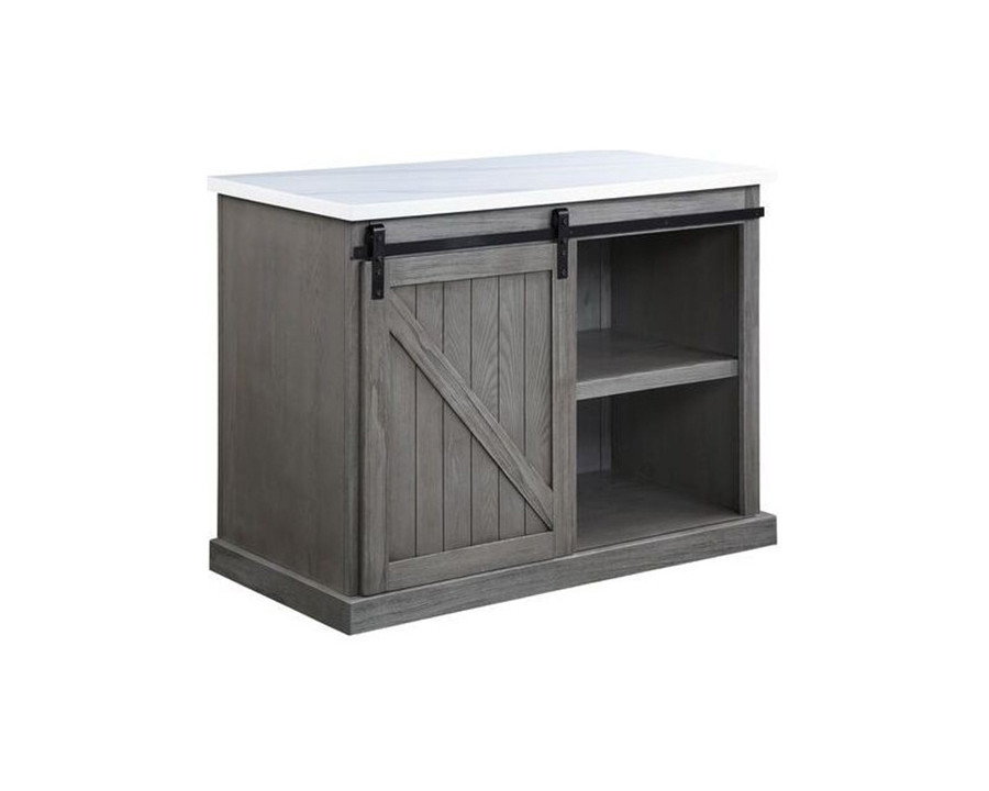 ACME - Gauri Kitchen Island in Marble Top Top/Gray Oak