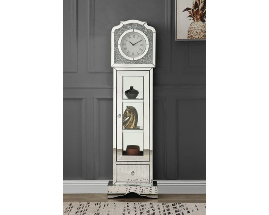 ACME - Noralie Grandfather Clock in Mirrored/Faux Diamonds (AC00309)