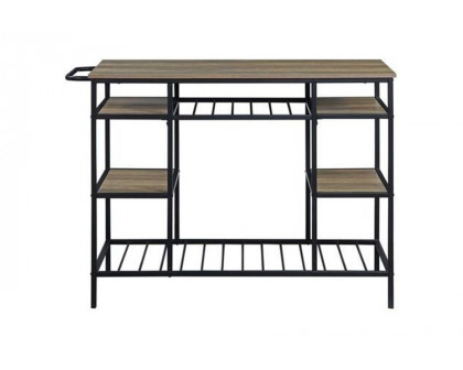 ACME - Lona Kitchen Island in Rustic Oak/Black