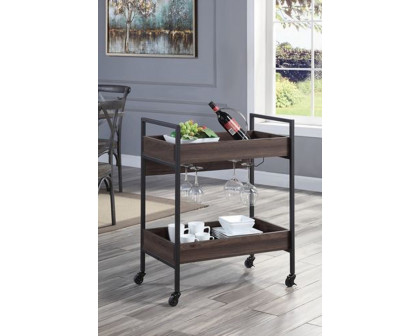 ACME - Jerrick Serving Cart in Walnut/Black