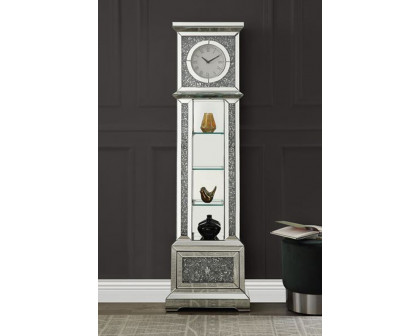 ACME - Noralie Grandfather Clock with Led in Mirrored/Faux Diamonds (AC00348)