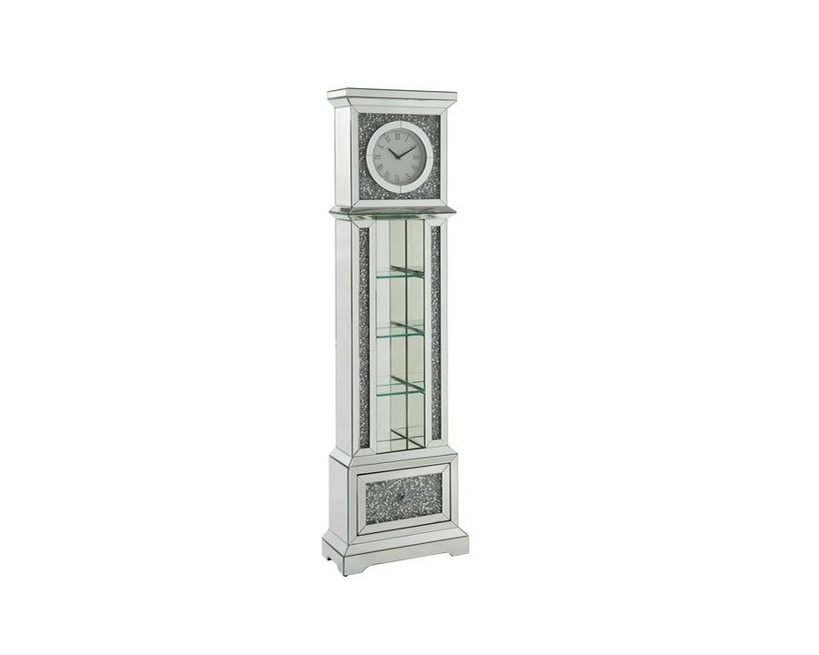 ACME - Noralie Grandfather Clock with Led in Mirrored/Faux Diamonds (AC00348)