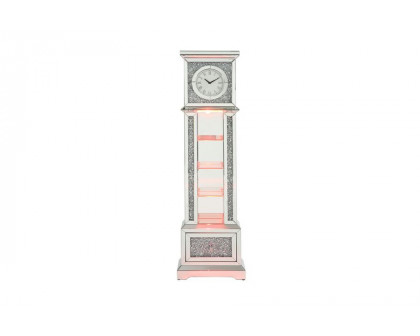 ACME - Noralie Grandfather Clock with Led in Mirrored/Faux Diamonds (AC00348)