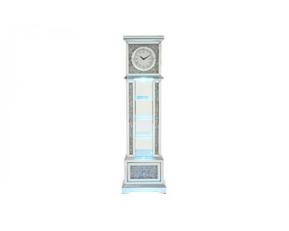 ACME - Noralie Grandfather Clock with Led in Mirrored/Faux Diamonds (AC00348)