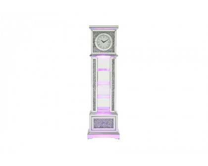 ACME - Noralie Grandfather Clock with Led in Mirrored/Faux Diamonds (AC00348)