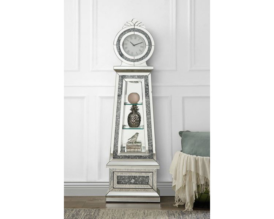 ACME - Noralie Grandfather Clock with Led in Mirrored/Faux Diamonds (AC00349)