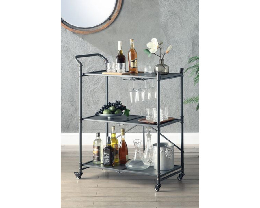 ACME - Cordelia Serving Cart in Sandy Black/Dark Bronze