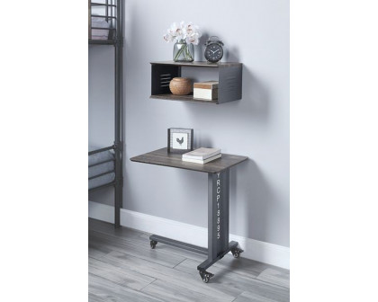 ACME Cargo Accent Table with Wall Shelf - Gunmetal