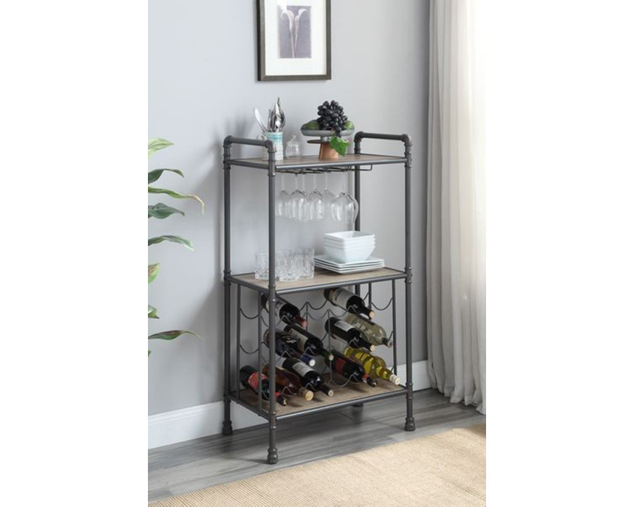 ACME - Brantley Wine Rack in Antique Oak/Sandy Gray