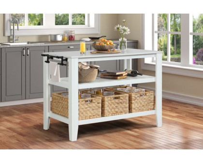 ACME - Sezye Kitchen Island in Marble Top/White