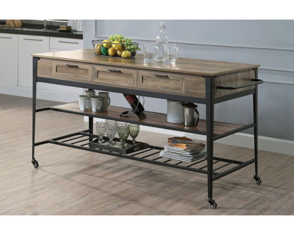 ACME - Macaria Kitchen Island in Rustic Oak/Black (AC00402)