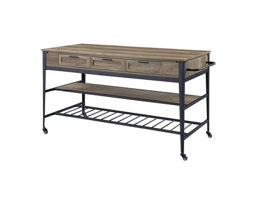 ACME - Macaria Kitchen Island in Rustic Oak/Black (AC00402)