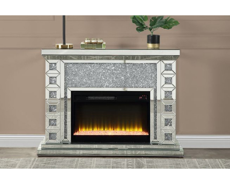 ACME - Noralie Fireplace in Mirrored/Faux Diamonds (AC00507)