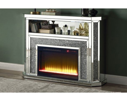 ACME - Noralie Fireplace with Led in Mirrored/Faux Diamonds (AC00508)