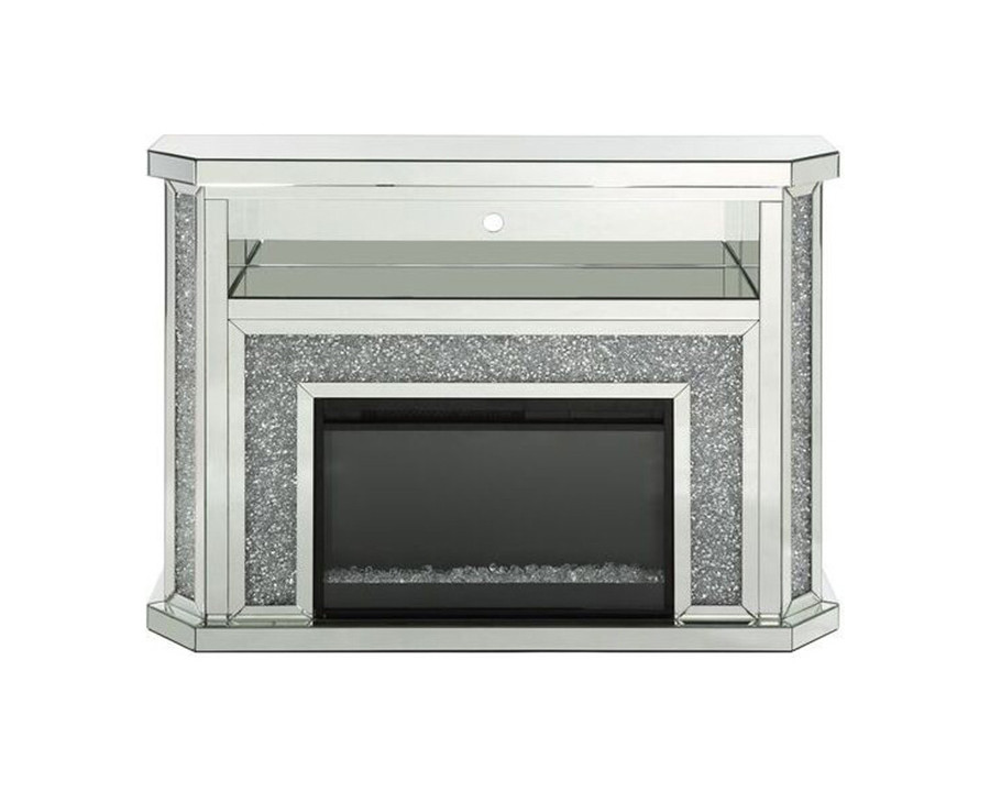 ACME - Noralie Fireplace with Led in Mirrored/Faux Diamonds (AC00508)