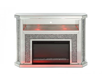 ACME - Noralie Fireplace with Led in Mirrored/Faux Diamonds (AC00508)