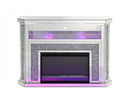 ACME - Noralie Fireplace with Led in Mirrored/Faux Diamonds (AC00508)