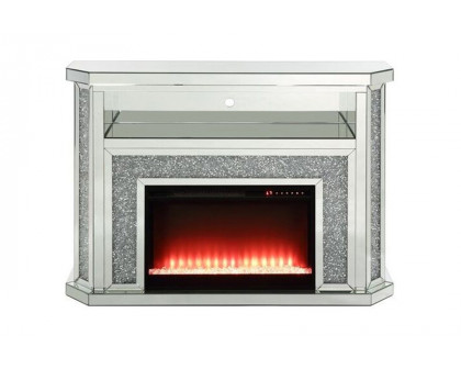 ACME - Noralie Fireplace with Led in Mirrored/Faux Diamonds (AC00508)