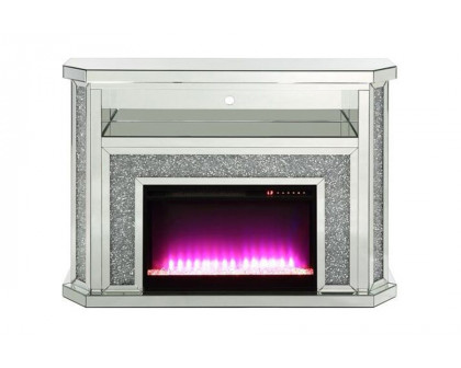 ACME - Noralie Fireplace with Led in Mirrored/Faux Diamonds (AC00508)