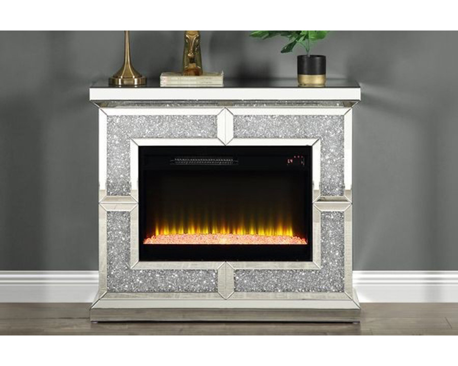 ACME - Noralie Fireplace in Mirrored/Faux Diamonds (AC00512)