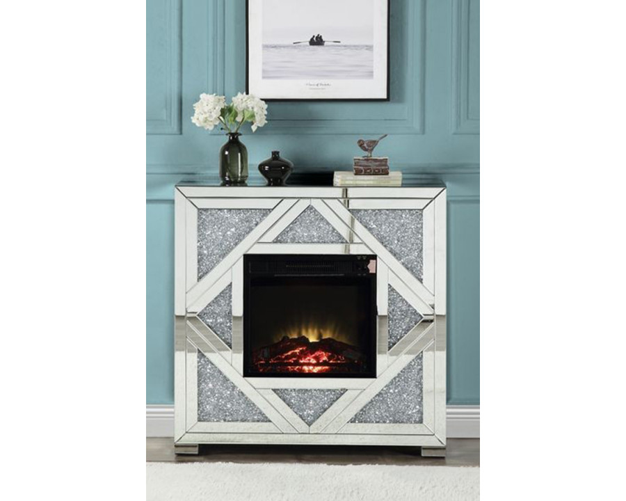 ACME - Noralie Fireplace in Mirrored/Faux Diamonds (AC00515)