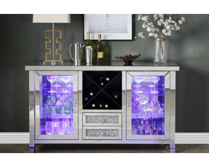 ACME - Noralie Wine Cabinet with Led in Mirrored/Faux Diamonds (AC00525)