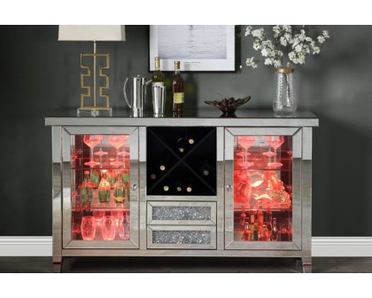 ACME - Noralie Wine Cabinet with Led in Mirrored/Faux Diamonds (AC00525)