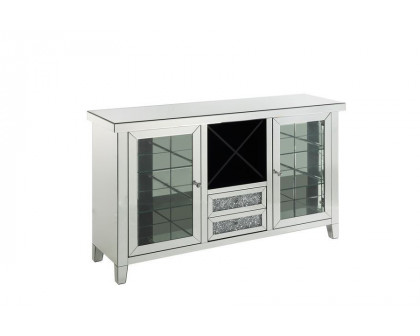 ACME - Noralie Wine Cabinet with Led in Mirrored/Faux Diamonds (AC00525)